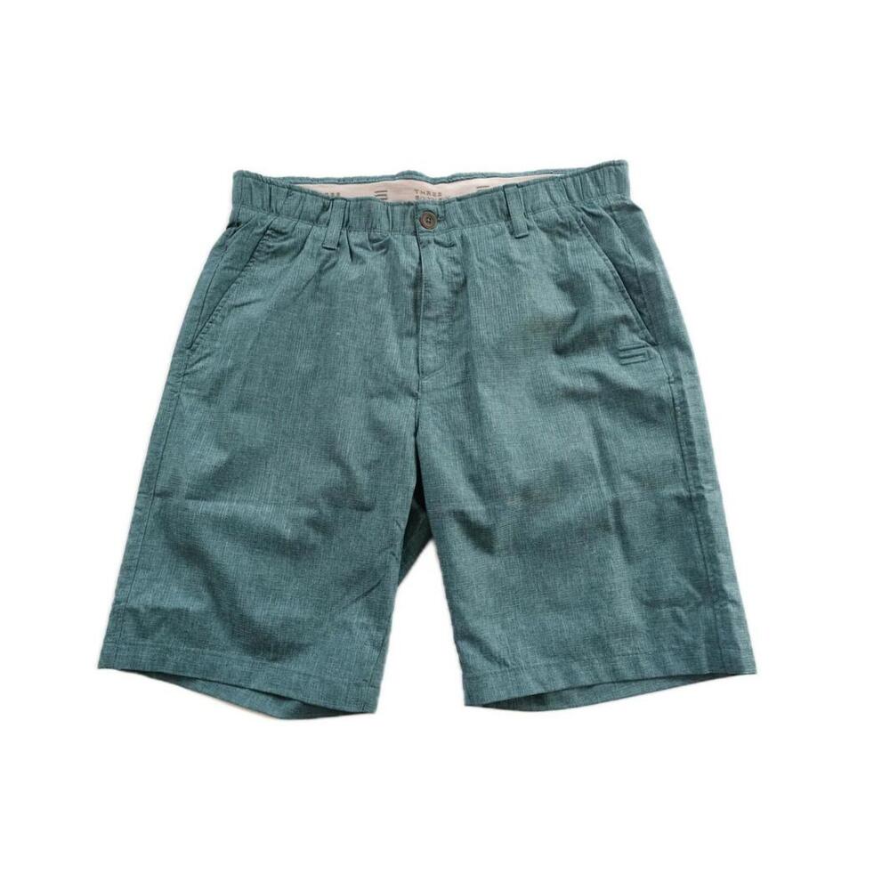 Three Sixty Six Mens Heather Teal Khaki Shorts Tag 34 Measured 32